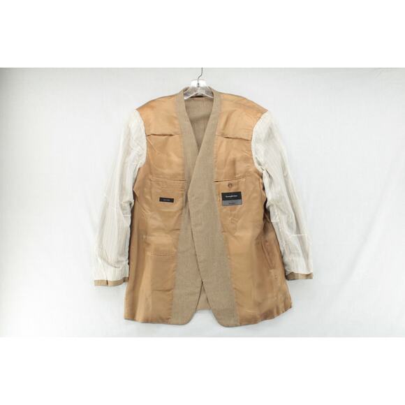 Ermenegildo Zegna Blazer Men's 56R Beige Gold ZigZag Pattern Silk Neiman Marcus - Picture 6 of 14
